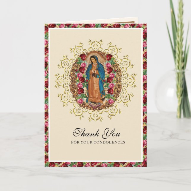 Religiösa Virgin Mary Guadalupe katolsk begraver Kort (Framsida)