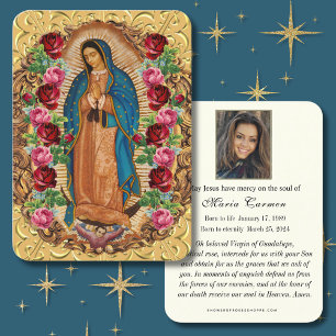 Religiösa Virgin Mary Guadalupe katolsk begraver Placeringskort