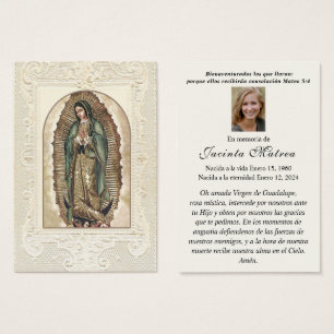 Religiösa Virgin Mary Guadalupe katolsk begraver Visitkort