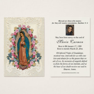 Religiösa Virgin Mary Guadalupe katolsk begraver Visitkort