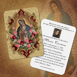 Religiösa Virgin Mary Guadalupe katolsk begraver Visitkort