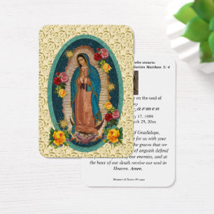 Religiösa Virgin Mary Guadalupe Mexico Funeral Visitkort