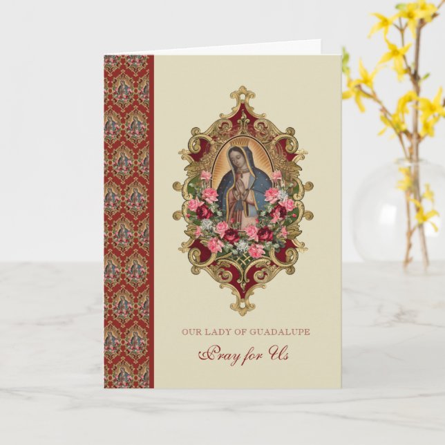 Religiösa Virgin Mary Guadalupe Spain Feast Card Kort (Gul blomma)