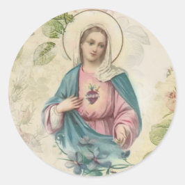Religiösa Virgin Mary Immaculate Heart Vintage Runt Klistermärke