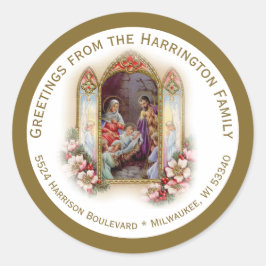 Religiösa Virgin Mary Jesus jultomativitet Runt Klistermärke