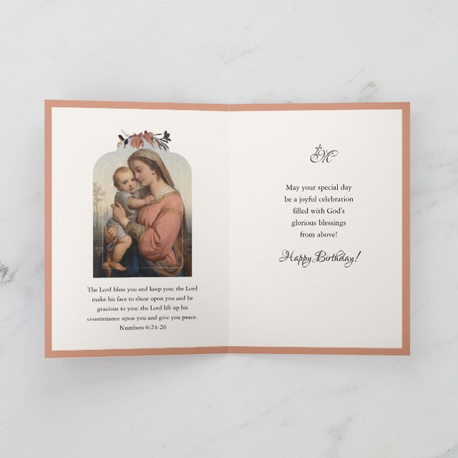 Religiösa Virgin Mary Jesus Prayer Scripture Kort (Inuti)