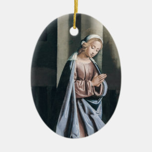 Religiösa Virgin Mary Madonna Artwork Julgransprydnad Keramik
