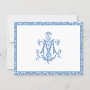 Religiösa Virgin Mary Marian Blue "M" Lilies Kort