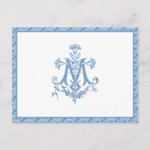 Religiösa Virgin Mary Marian Kor Blue Lilies Vykort