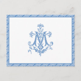 Religiösa Virgin Mary Marian Kor Blue Lilies Vykort