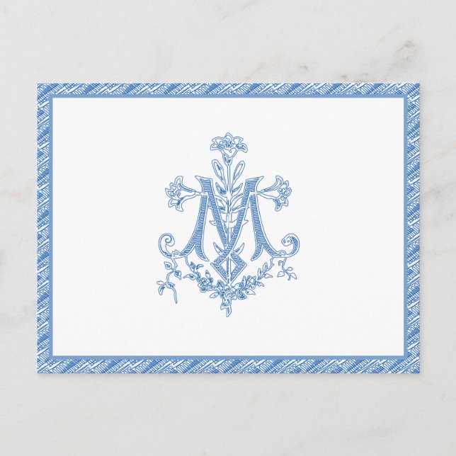 Religiösa Virgin Mary Marian Kor Blue Lilies Vykort (Framsida)