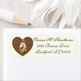 Religiösa Virgin Mary Mount Carmel Heart Returadress Etikett