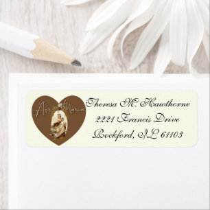 Religiösa Virgin Mary Mount Carmel Heart Returadress Etikett