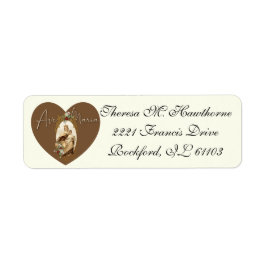 Religiösa Virgin Mary Mount Carmel Heart Returadress Etikett
