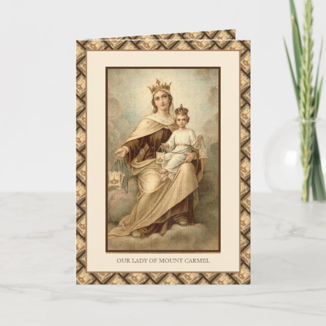 Religiösa Virgin Mary Mount Carmel Jesus Prayer Kort (Framsida)