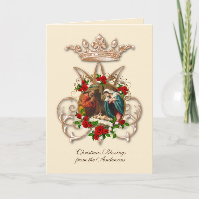 Religiösa Virgin Mary Ntivity St. Joseph Jesus Helgkort (Framsida)