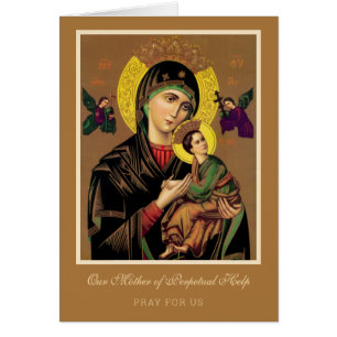 Religiösa Virgin Mary Perpetual Help Jesus Hälsningskort