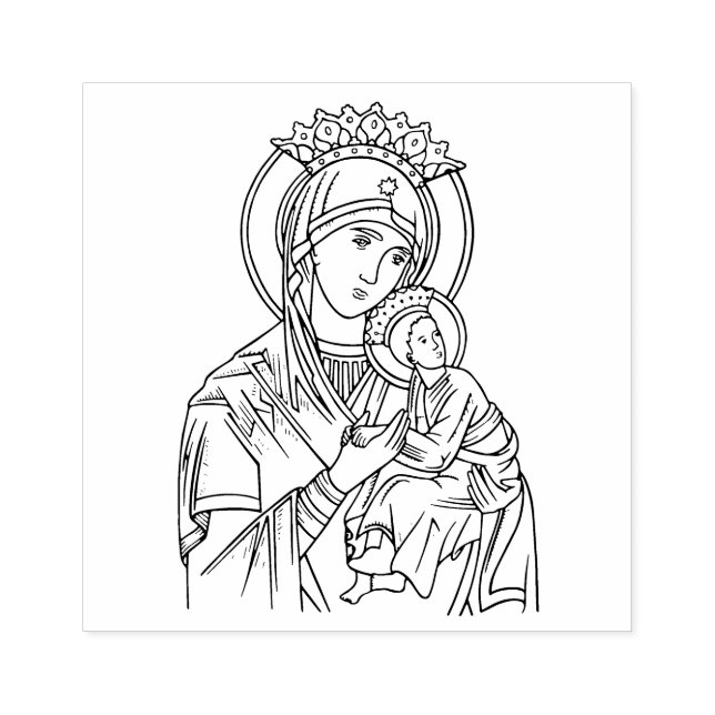 Religiösa Virgin Mary Perpetual Help Jesus Stämpel (Tryck)