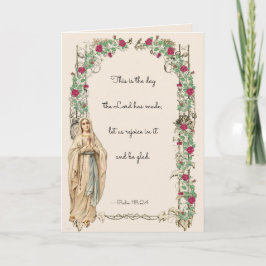 Religiösa Virgin Mary Rosary Scripture Blommigt Kort