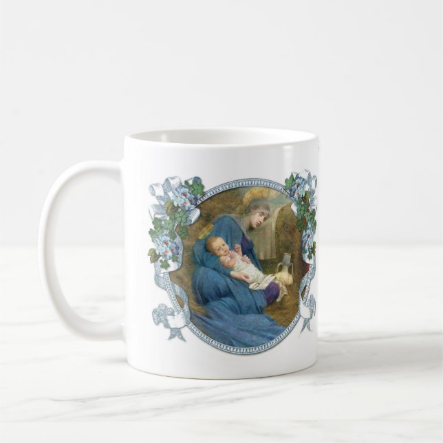 Religiösa Virgin Mary Sleft Baby Jesus  Kaffemugg (Vänster)