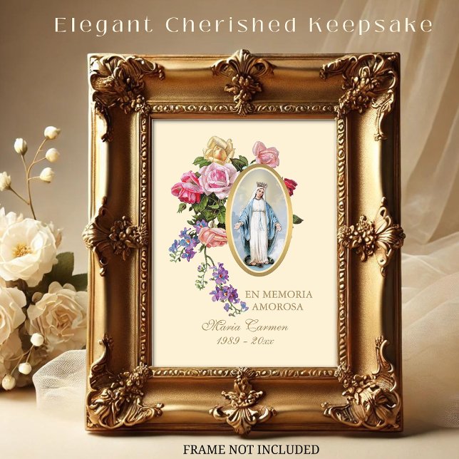 Religiösa Virgin Mary Spain Funeral Heliga Prayer Visitkort (A timeless keepsake with a to cherish and display for years to come.)