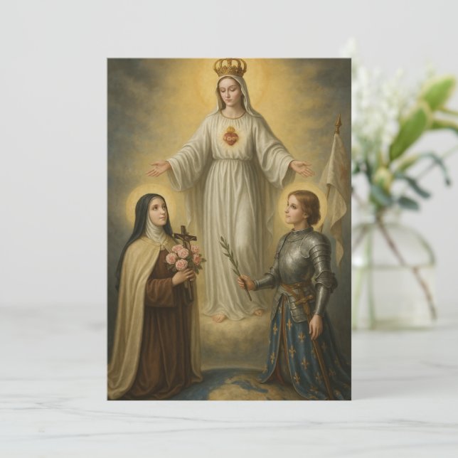 Religiösa Virgin Mary St. Therese Joan of Arc Kort (Stående Fram)