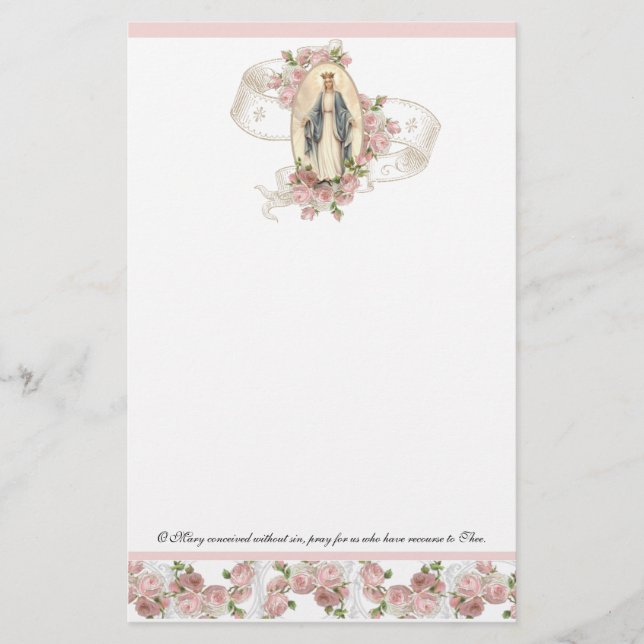 Religiösa Virgin Mary Vintage Catholik Prayer (Framsida)