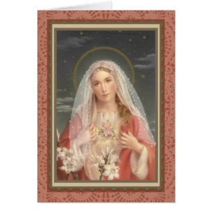 Religiösa Virgin Mor Mary Katolsk Vintage Hälsningskort