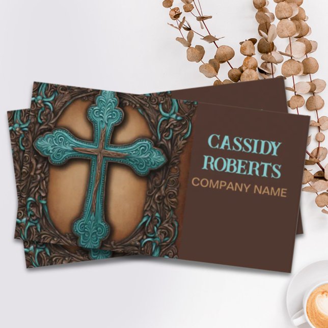 Religiösa Westerna Land Bible Kor Christian Visitkort (Religious Western Country Bible Cross Christian Business Card)