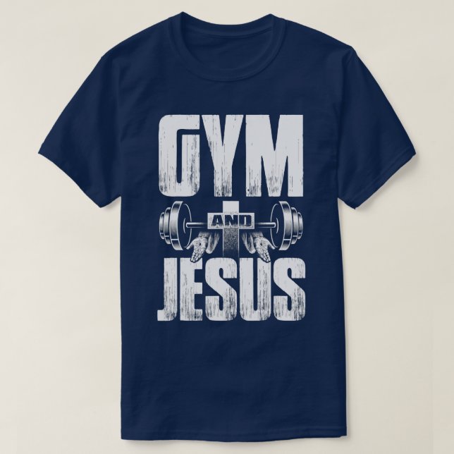 Religiösa Workout Gym Jesus Barbell Liiting Weigh T Shirt (Design framsida)
