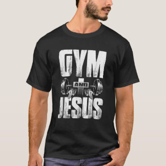 Religiösa Workout Gym Jesus Barbell Lyftvikt T Shirt