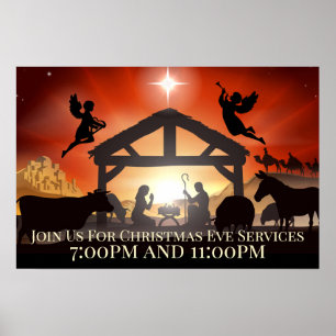 Religiösan anpassade Nativitetscen - jul Poster