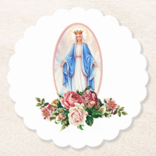Religiösan Besökt Virgin Mary Traditionell katolik Underlägg Papper