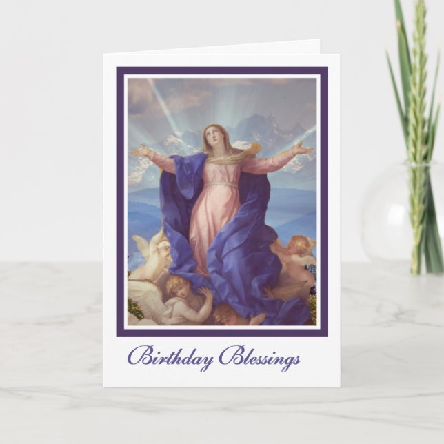 Religiösan Blsed Virgin Mary Assumption Birthday Kort (Framsida)