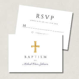 Religiösan Boy Baptism i Modern Navy Blue Script OSA Kort