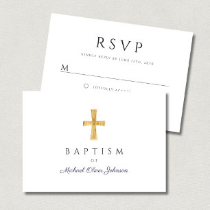 Religiösan Boy Baptism i Modern Navy Blue Script OSA Kort