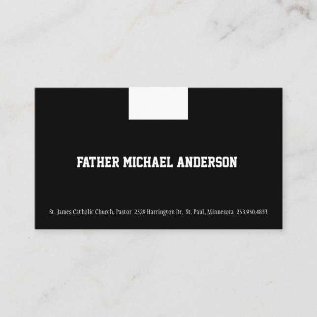 Religiösan Busi, katolsk präst, svart präster Visitkort (Framsida)