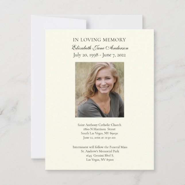 Religiösan Christian för Funeral Photo Prayer Kort (Framsida)