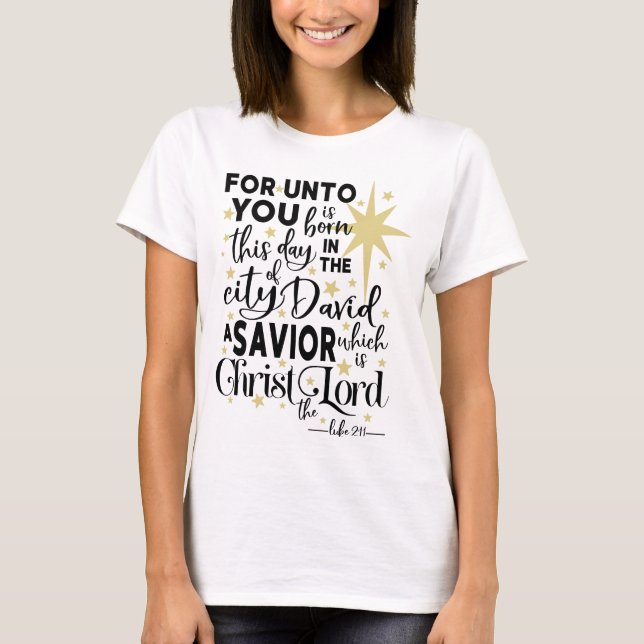 Religiösan Christian julbible Verse Quote T Shirt (Framsida)