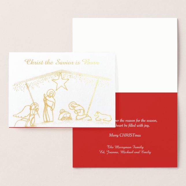 Religiösan Gold Foil Manger jul Folierat Kort (Display)