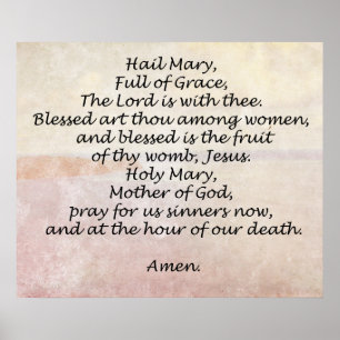 Religiösan Hail Mary Prayer citerar Ord Poster