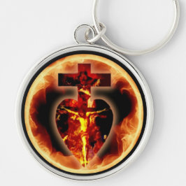 Religiösan Jesus Heliga Trinity Crucifix Rund Silverfärgad Nyckelring
