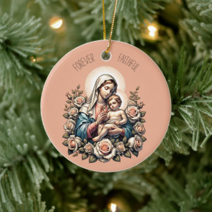 Religiösan Jesus Mor och underordnad Anpassningsba Julgransprydnad Keramik