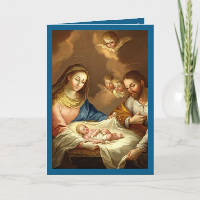 Religiösan La Navidad Natività Spansk jul Helgkort (Framsida)