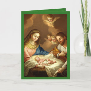 Religiösan La Navidad Natività Spanska julen v3 Helgkort