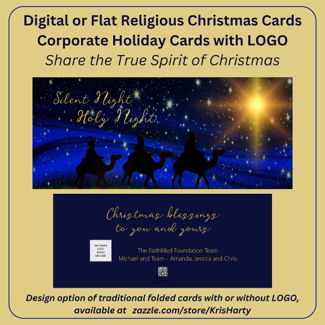 Religiösan  - Logotyp  - lång Vågrät Julkort (Share the true Spirit of Christmas with you clients, partners, and team. Add your logo or QR Code.)