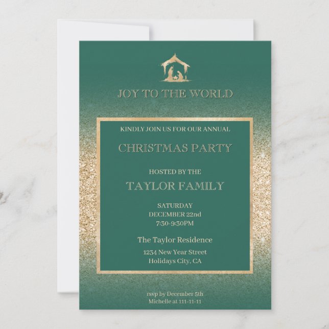 Religiösan Nativitetscen för juldagtid i Party Julkort (Framsida)