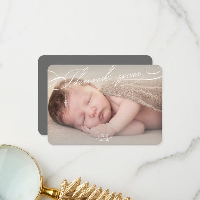 Religiösan Rosary Kor Monogram Script Photo  Tack Kort (Fram/Back In Situ)