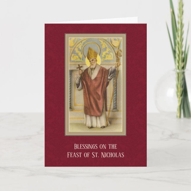 Religiösan St. Nicholas katolska festdagen Helgkort (Framsida)