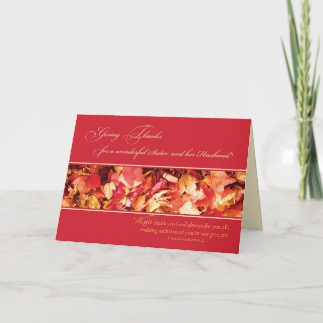 Religiösan Syster och Make Thanksgiving, Löv Helgkort (Framsida)